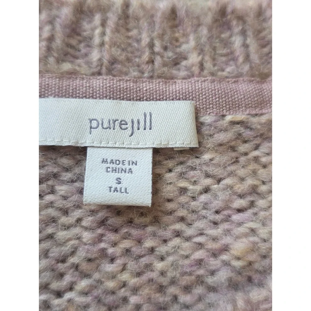 Pure Jill J. Jill Womens S Tall Mauve Pink Wool Blend Cable Knit Pocket Sweater